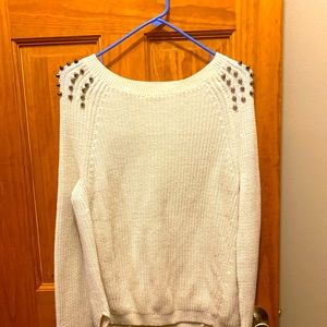 Express White Sweater with Silver Studs